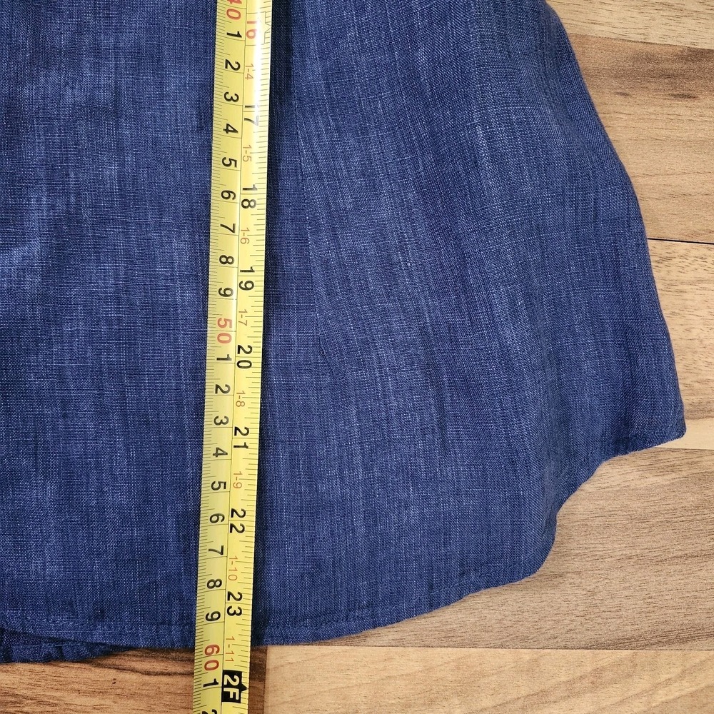 Lauren Ralph Lauren Denim Chambray Shirt Linen Shoulder Epaulets Petite Small - Picture 4 of 9